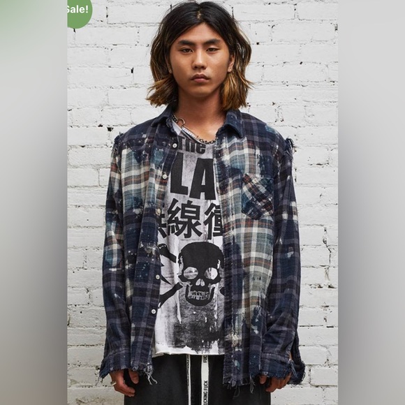 [GRAILZ] BLEACHED PLAID SUMMER SHIRTS /追跡付 BLEACHED PLAID SUMMER SHIRTS [BLUE] - GRAILZ